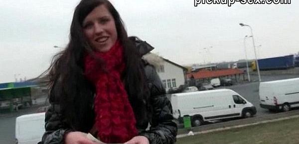  Pretty amateur brunette Czech girl Morgan Blanchett fucked for cash